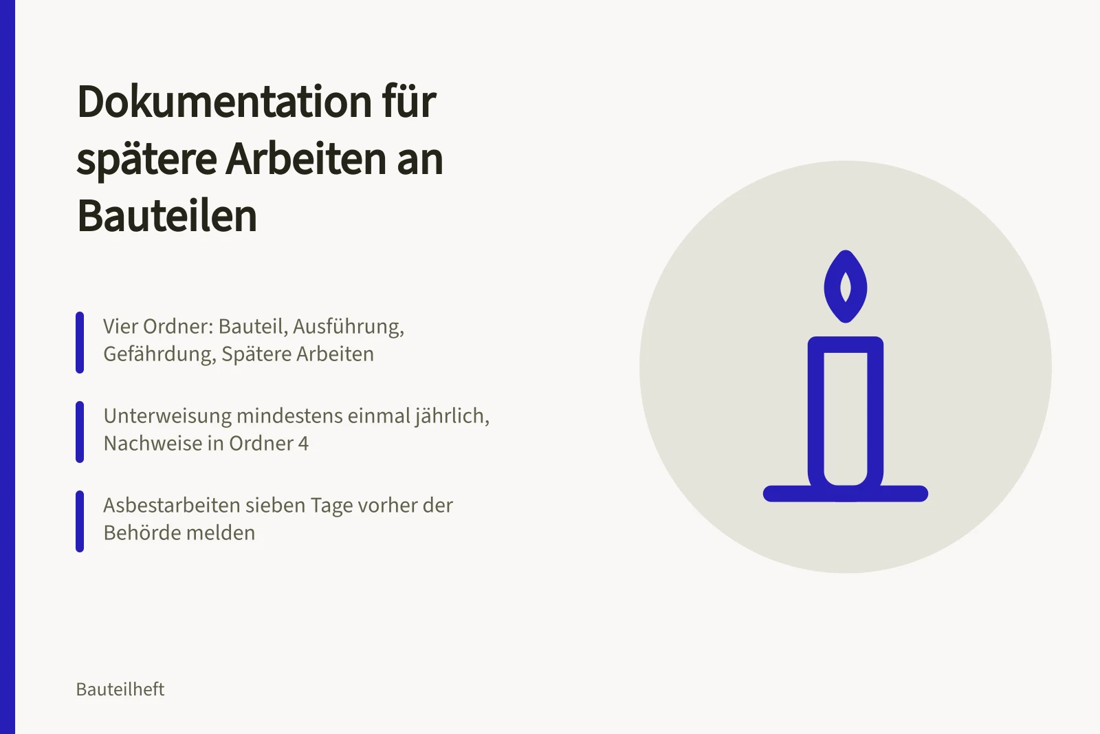 Vier Ordner als Ablageplan für Bauteildokumentation und Sicherheitsnachweise