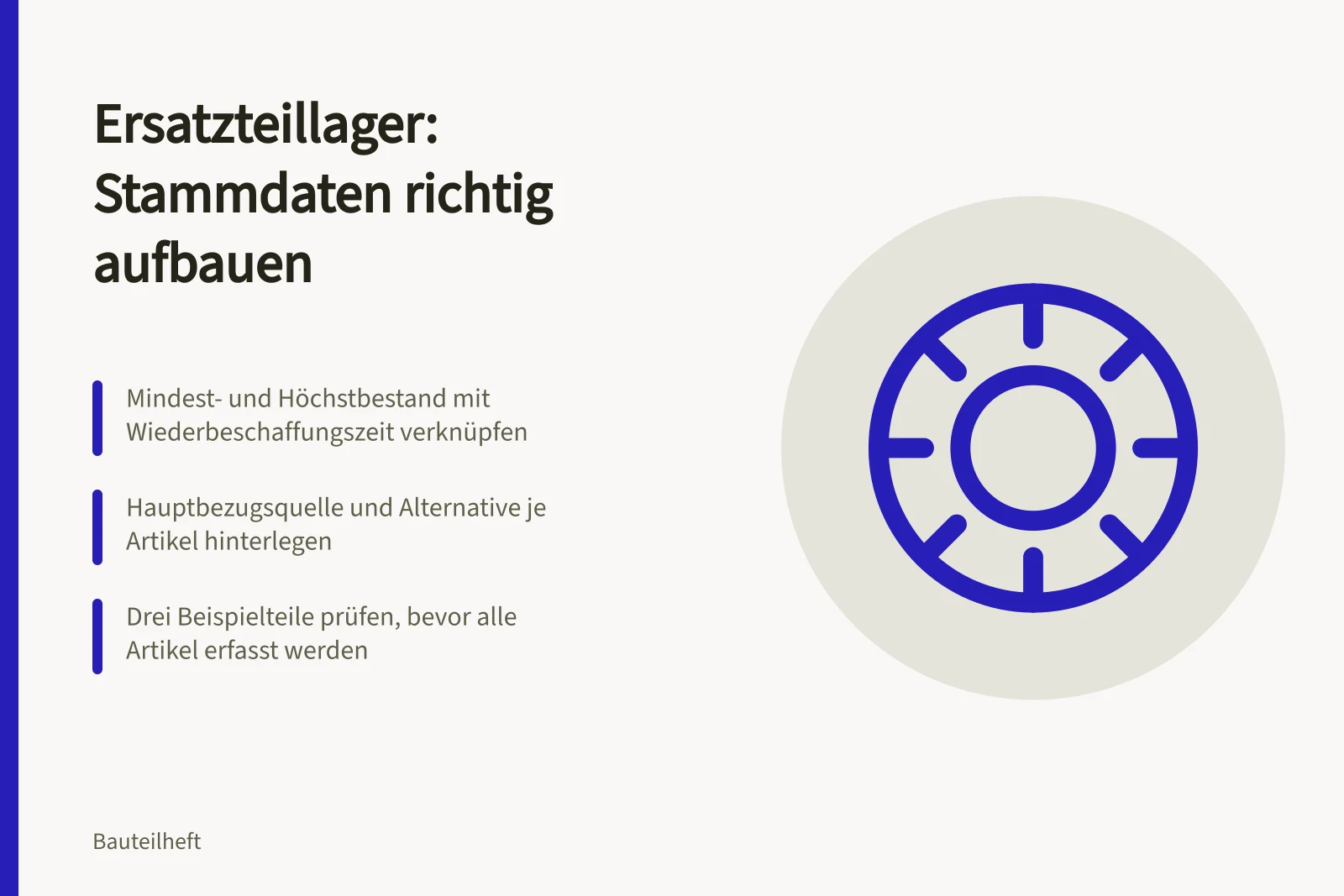 Karte zu Stammdaten für Ersatzteillager und Bestandssteuerung