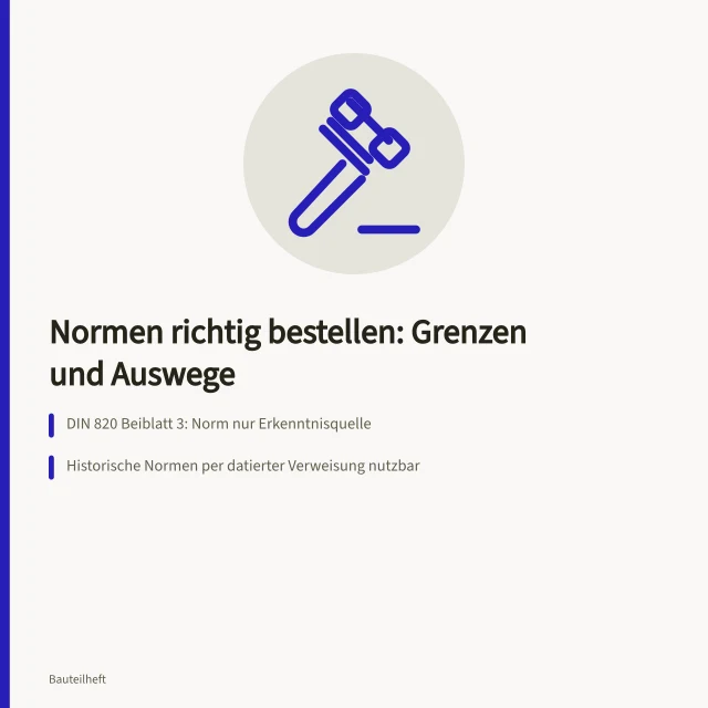 DIN 820 Beiblatt 3: Normen als Erkenntnisquelle, DIN SPEC als Ausweg. Normen in der Bauteilbeschaffung mit DIN 820 Beiblatt 3 und DIN SPEC richtig nutzen